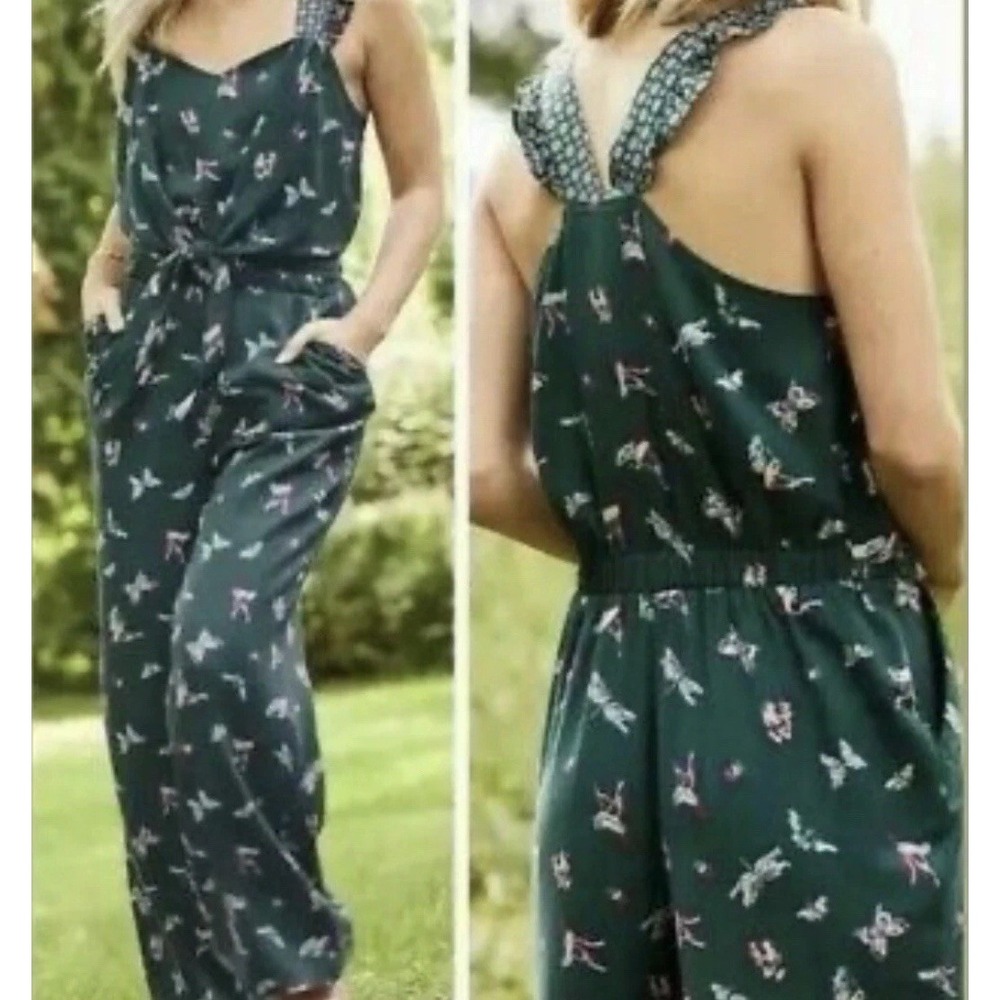 Women's Matilda Jane Evergreen Dream Jumpsuit Romper Tank Green Birds Small - Picture 2 of 11